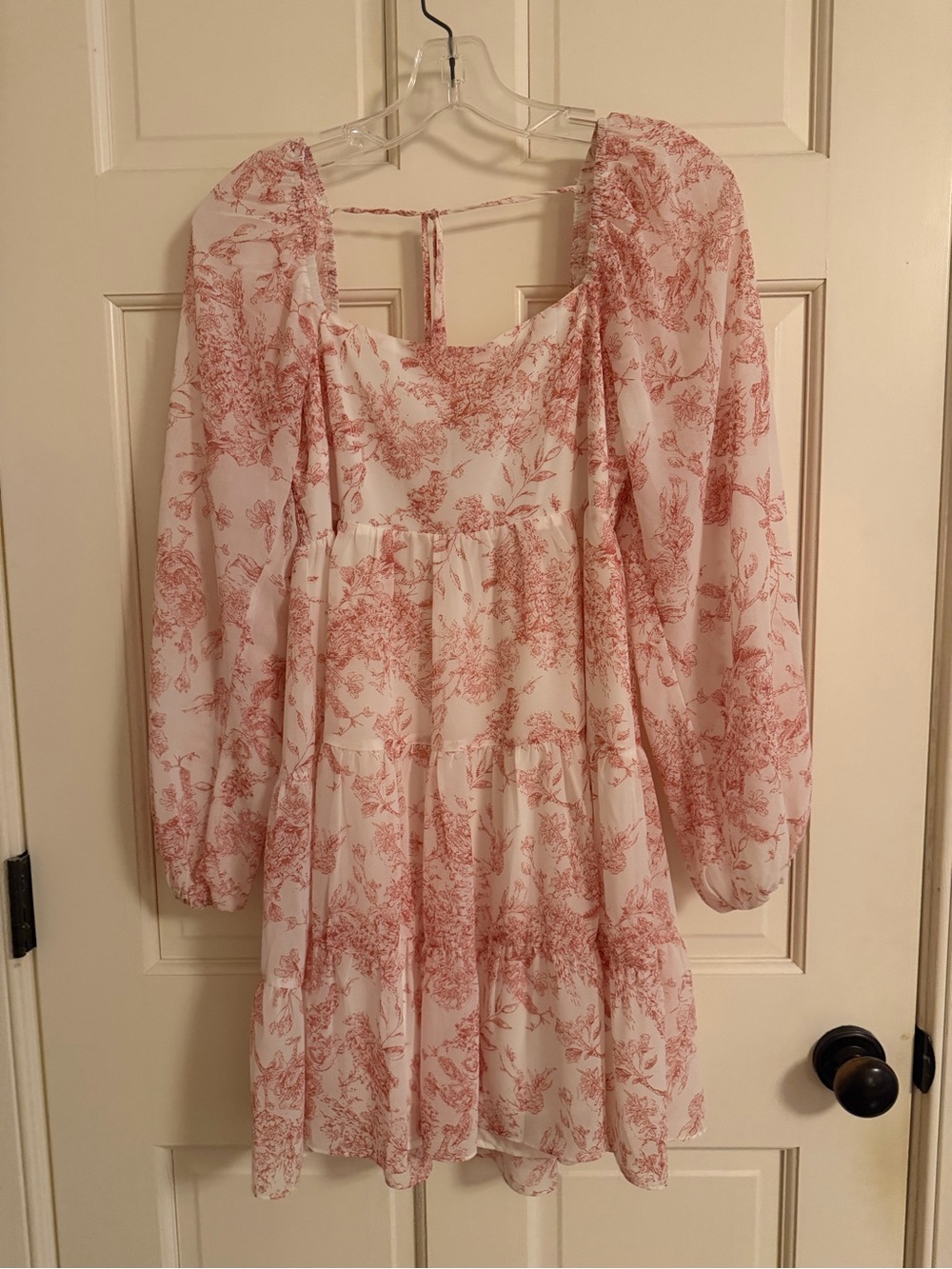 Lucy Paris White and Dusty Rose Smocked Sundress